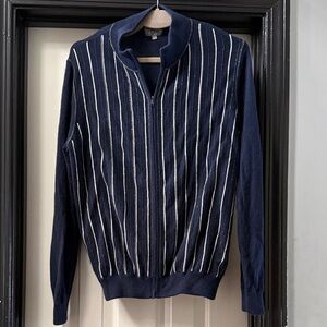 Women’s TSE X SAKS FIFTH AVENUE Navy Blue Striped Sweater 100% Cashmere